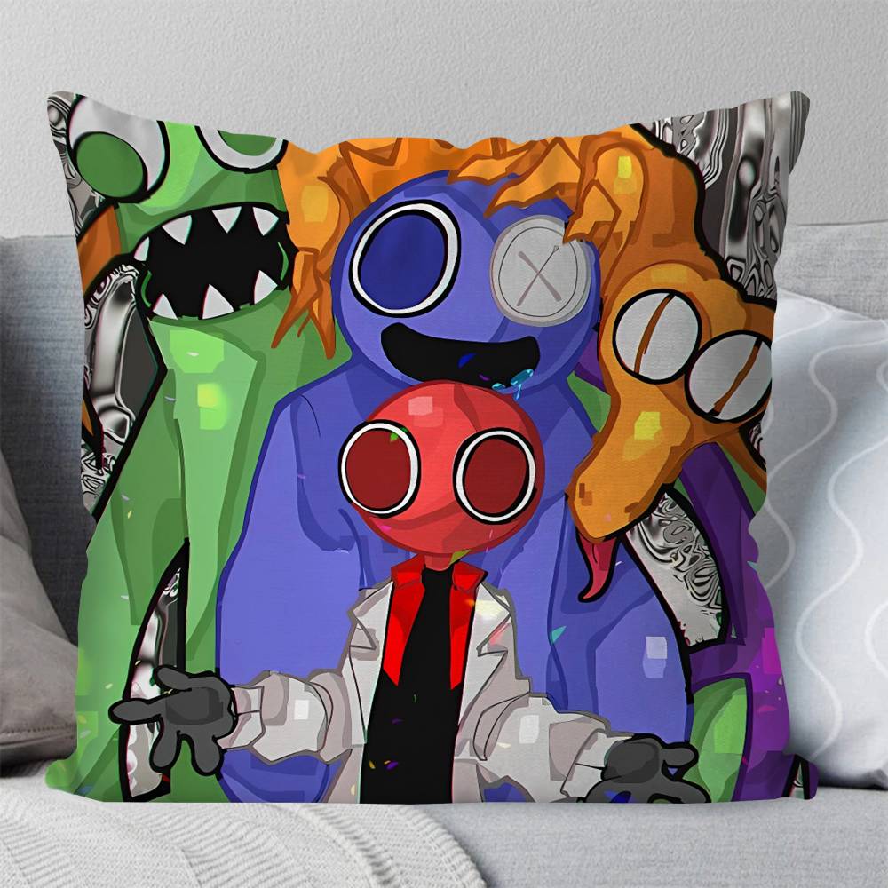 Rainbow Friends Pillow Case Square Pillow Bedroom Sofa Leisure Comfort Cushion Car Living Room Home Decoration 16x16Inch