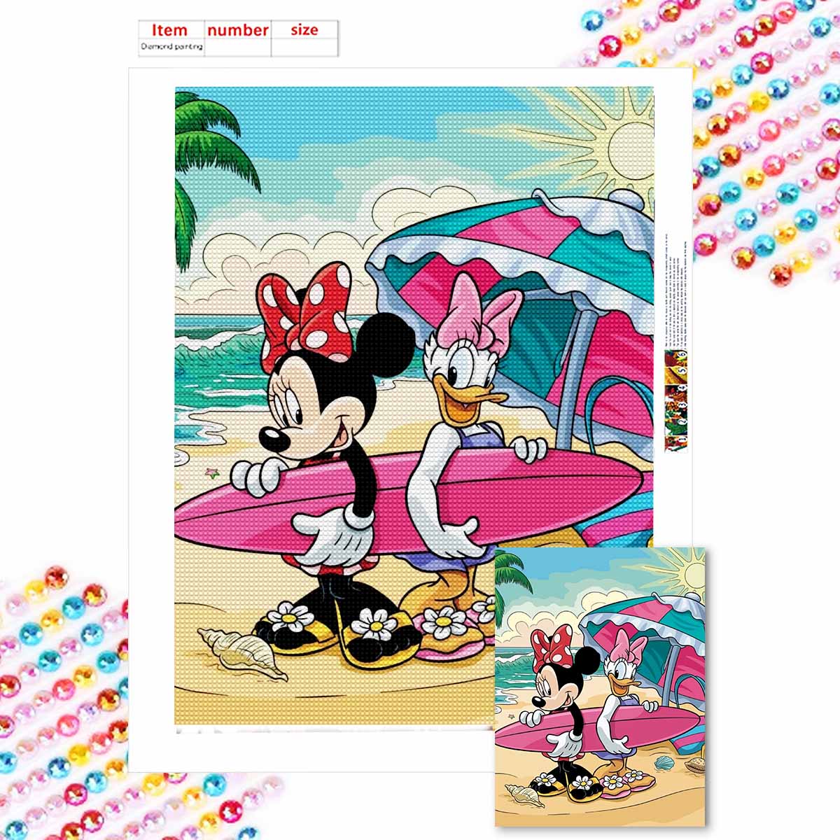 

DIY Diamond Painting Minnie and Des Cross Stitch Kit Mosaic Art Diamond Painting Full Circle Diamond Home Decoration Round 20x30cm