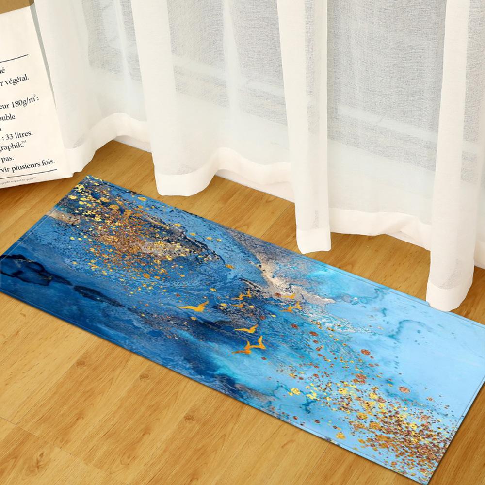 Marble Bathroom Non-Slip Door Mat Bathroom Absorbent Floor Mat Kitchen Dirt-Resistant Long Living Room Carpet
