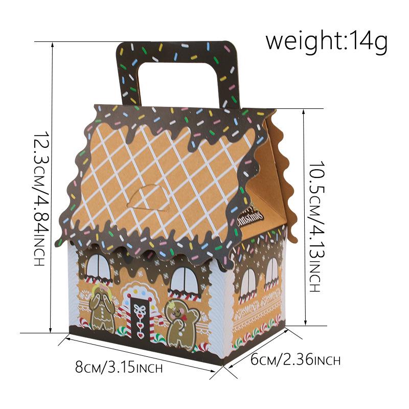 New Style Kraft Paper Christmas Candy Box - Small House Design, Handheld Wedding Favor Packaging In Stock
