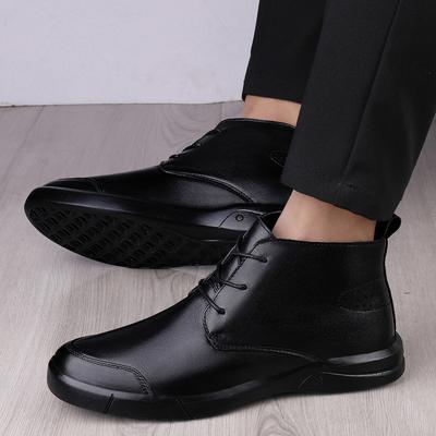 Genuine Leather Luxe Winter Men Boots Office Oxford Business Warm Man Black Shoes Snow Boots Man Luxury Brand Formal Ankle Boot