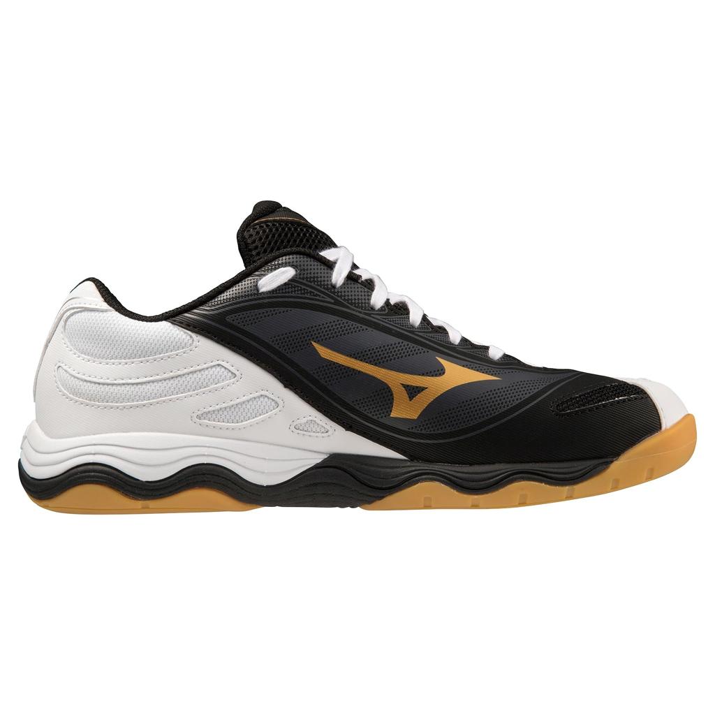 Mizuno Wave Medal 7 Table Tennis Shoes, Stability, Cushioning, and Responsiveness, White/Black/Gold, Size 24.0 cm, 2E