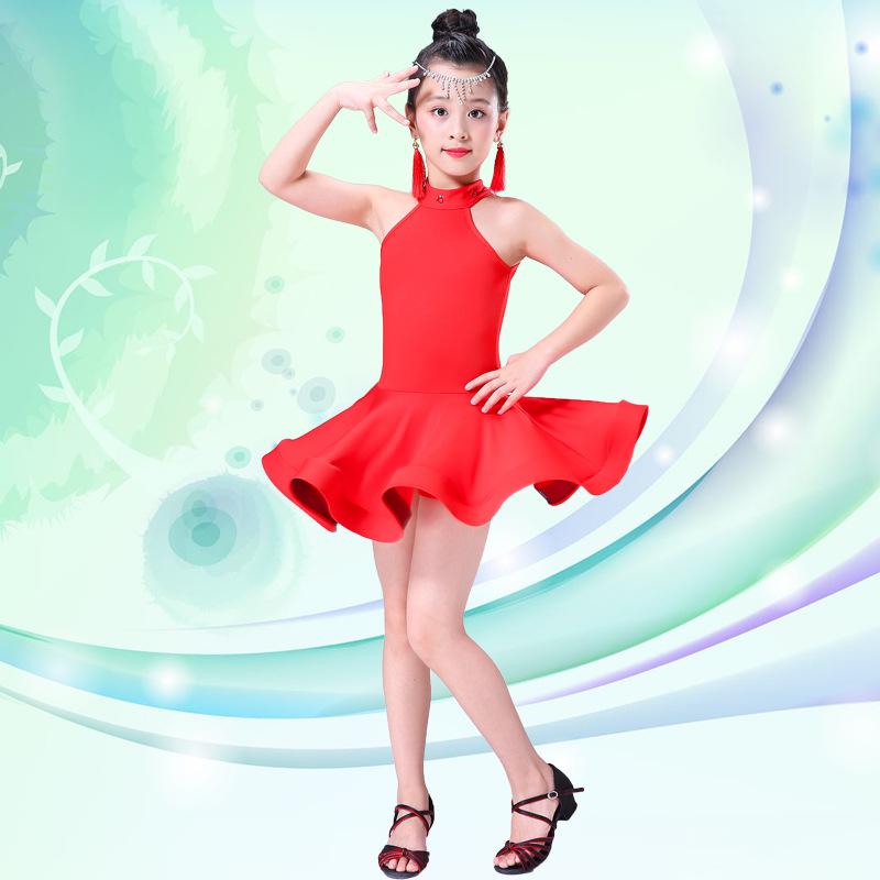 

Kids Summer Latin Dance Skirt Performance Costume for Girls - Dance Practice & Competition Wear 130 cm красный