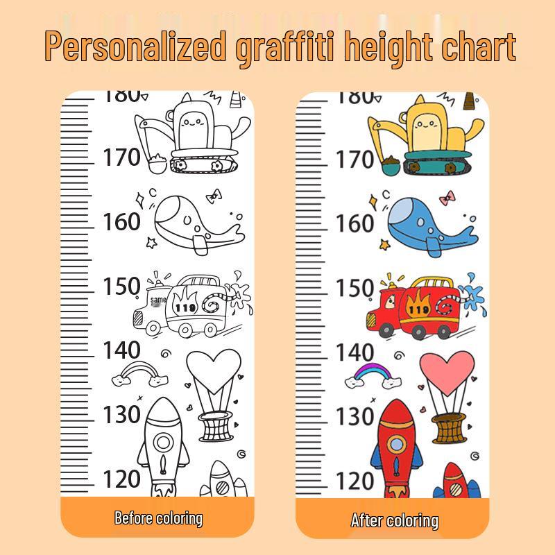 Self-Adhesive Children's Cartoon Graffiti Height Chart Ruler Wall Sticker
