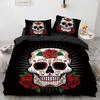 Skull Duvet Cover Set Queen King 3D Skeleton Floral Skull Pattern Printed Polyester Comforter Cover With Zipper For Teen Adult