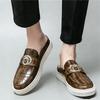 Luxury Designer New Men Half Slippers Loafers Casual Charm Crown Patent Leather Mules Moccasins Breathable Soft Slip on Shoes