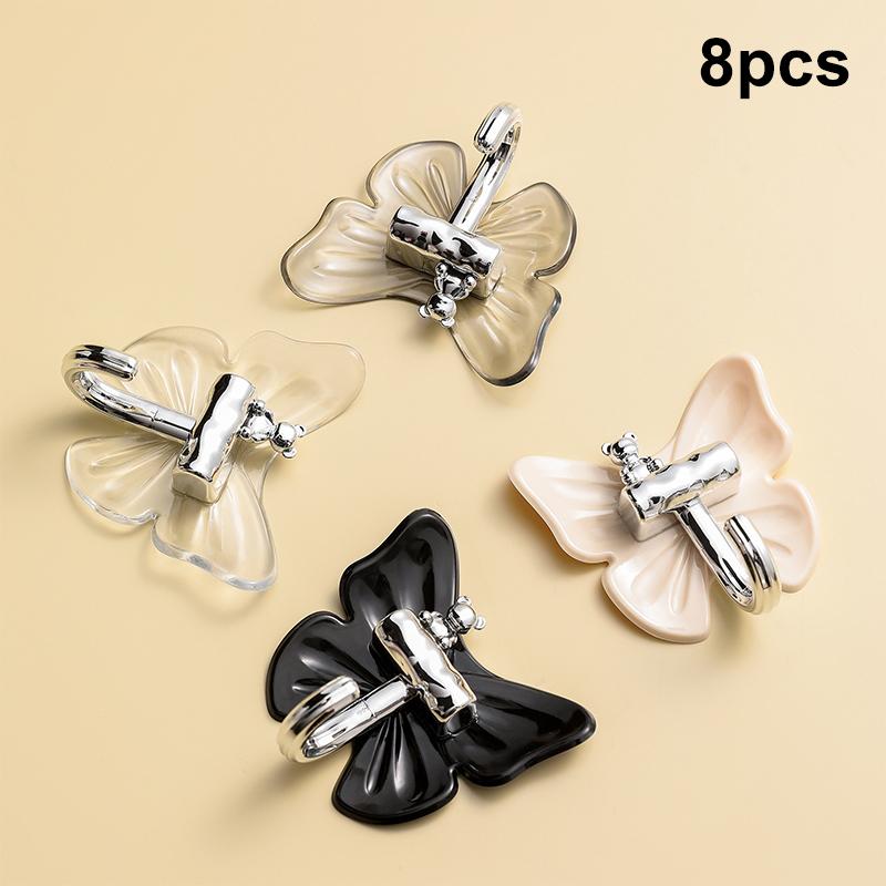8 Pcs Plastic Butterfly Wall Hooks Wall Mounted Self Adhesive Butterfly Storage Hanger Moisture-proof Decorative Key Holder