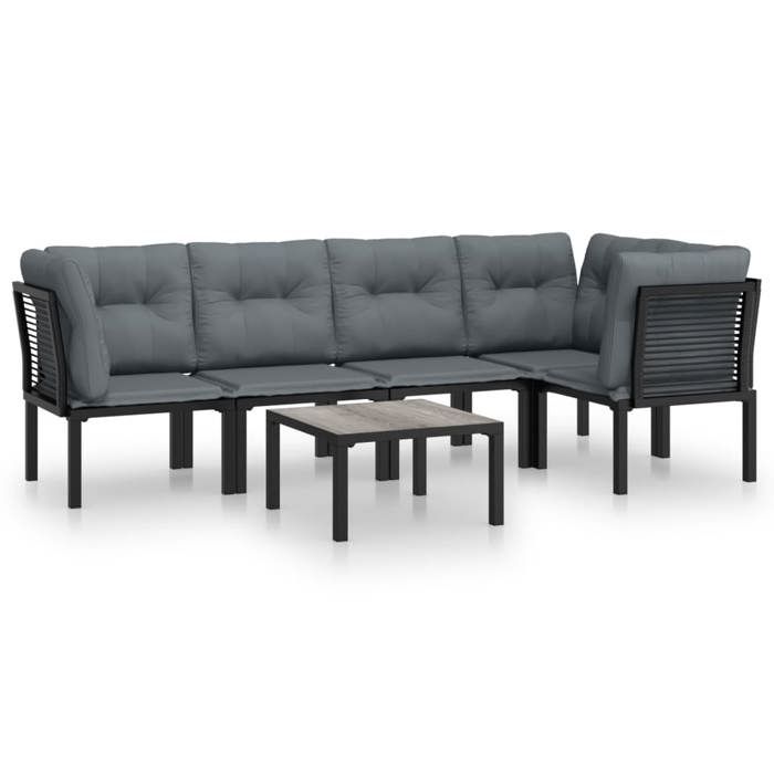 VidaXL Salon de Jardin 6 pcs, Ensemble de Meubles de Terrasse, Mobilier d'Extérieur, Chaise de Patio, Moderne, Noir et Gris 3187754
