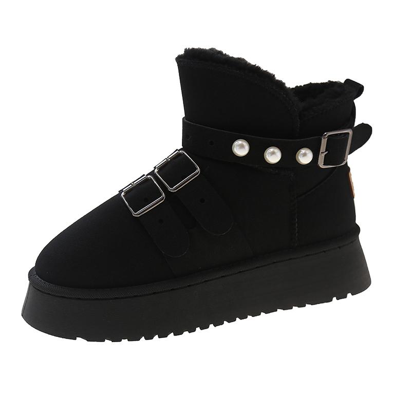 Fashion Women's Snow Boots Buckle Decoration Thick-soled Winter Warm Plush 2024 Hot Sale Fashion Solid Color Casual Comfortable Boots