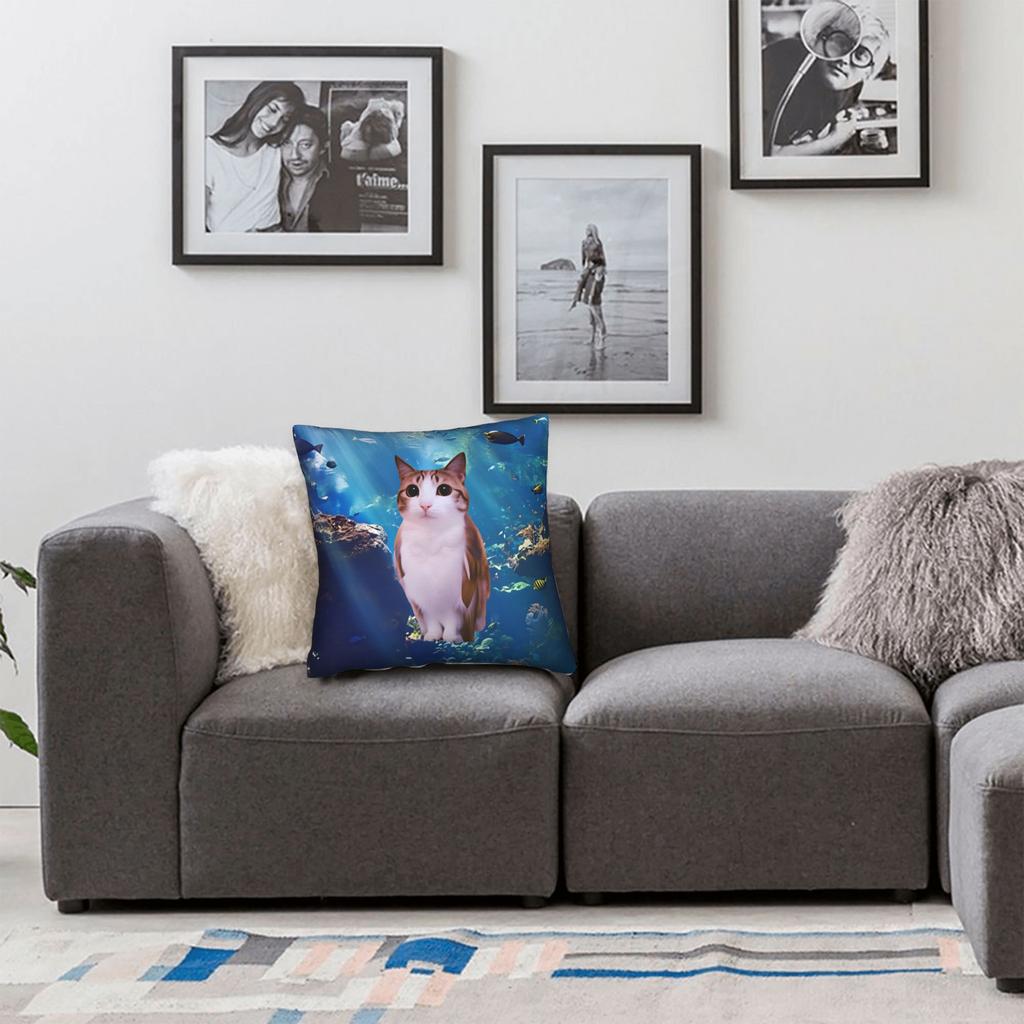 Underwater Meowl Cat Pillow Case Print Pillow Cover For Office Car Home Decor Novelty Pillowcases