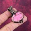 Thulite Pendant Gemstone Jewelry Copper Wire Wrapped Rainbow Moonstone Pendant