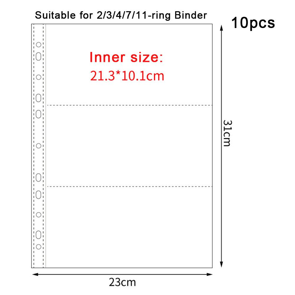 A4 Clear 10 Pcs Photo Album Refill Pages File Protector 4/11 Holes 6×4 8×10 4/11 Ring Binder Photocards Postcard Card Notebook