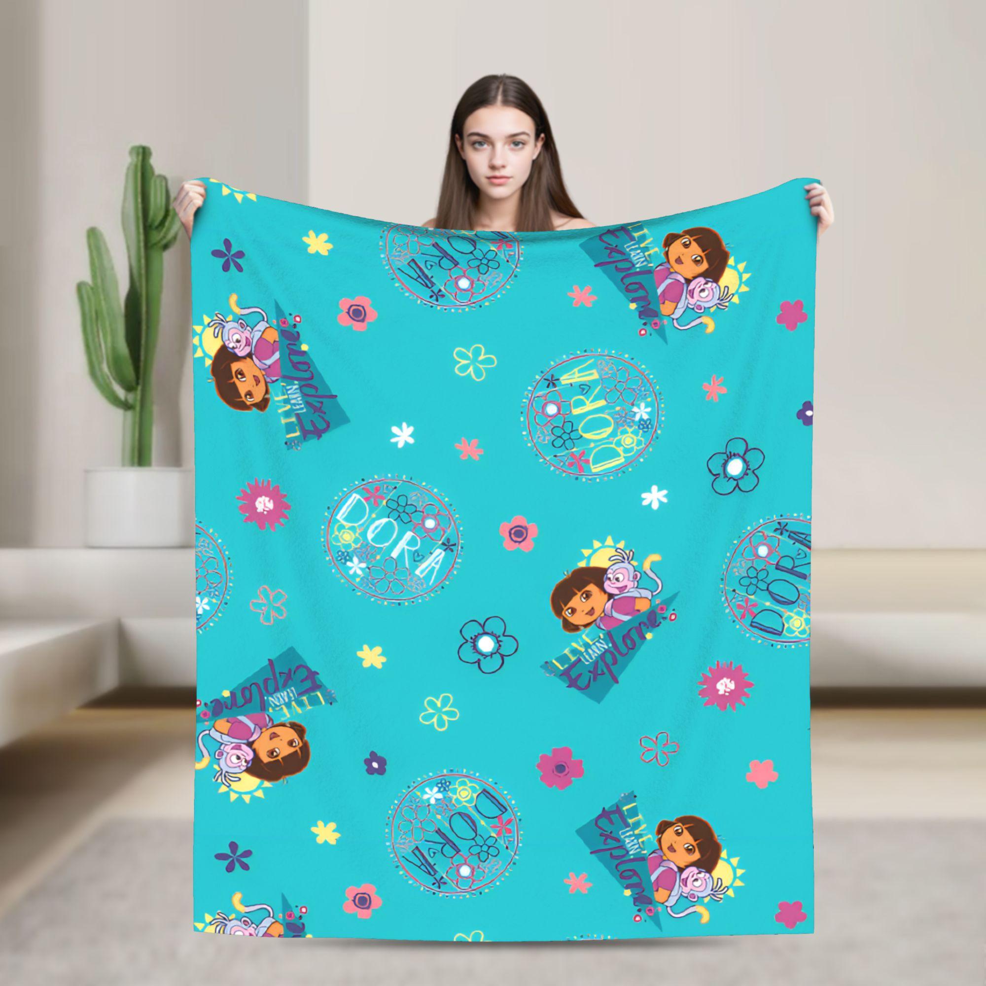 

D-Doras The Explorer Warm Soft Blanket Picnic Plush Throw Blanket Aesthetic Outdoor Flannel Bedspread Sofa Bed Cover 80x120cm(31x47inch)