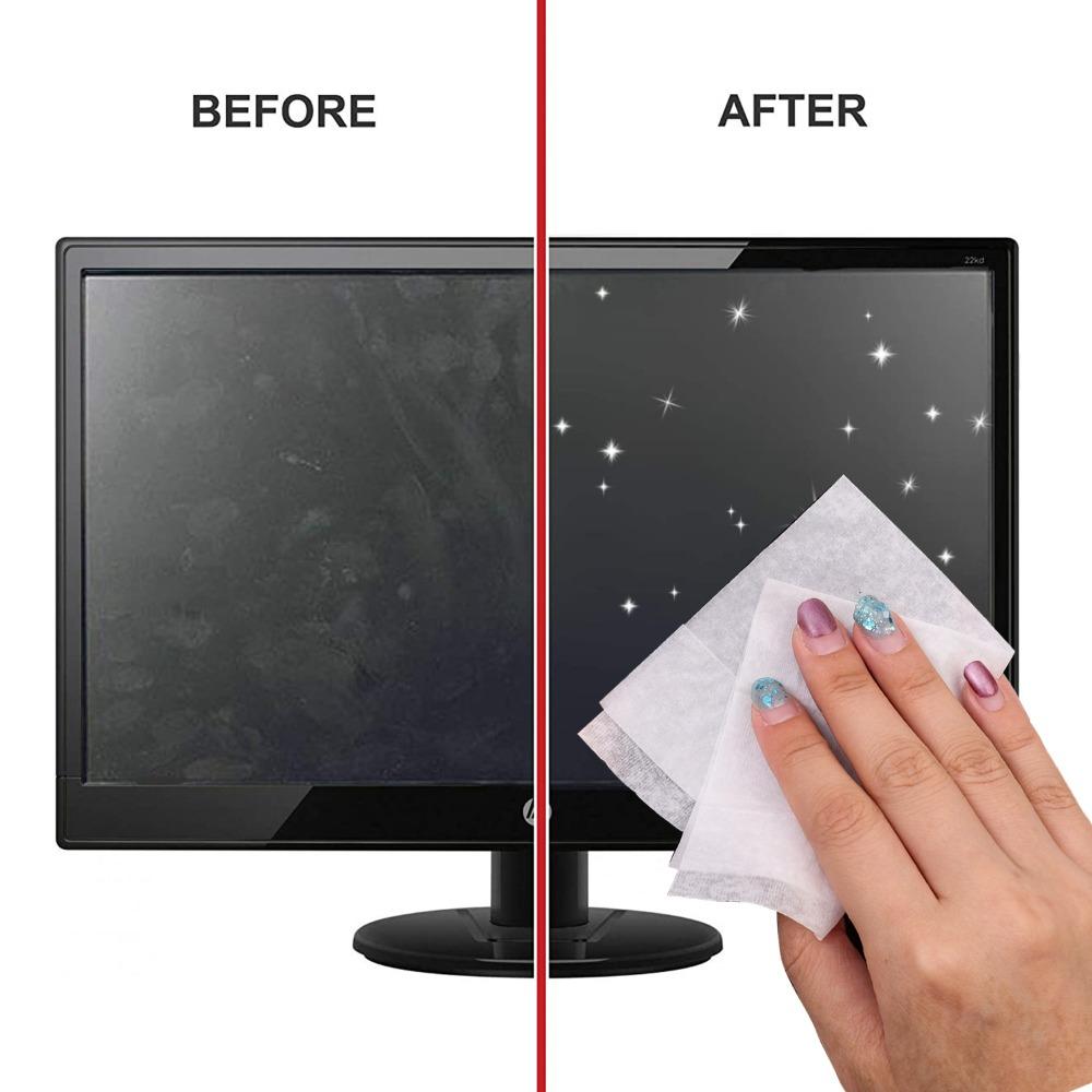 1/2/3box of Disposable Portable LCD Screen Cleaning Wipes Dry and Wet Screen for Tablets Laptops Phones TVs Cars and Monitors