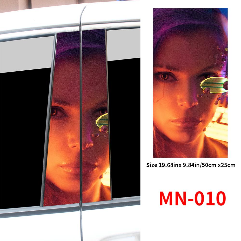 Cyberpunk Beauty Car Stickers Car B-pillar Vinyl Decals Waterproof Auto Center Pillar Sticker Cover Scratches Vehicle Decor