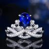 Women Luxury Pear Crown Ring Simulated Diamond Engagement Ring with Colored Gemstones