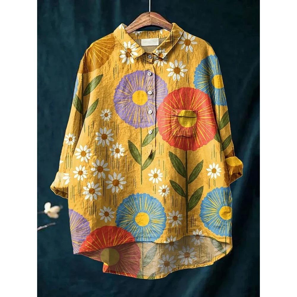 

VAYLA Blouse Shirt Long-sleeved Plus Size Printed New Comfortable Casual Minimalist Fashionable Versatile Elegant Distinctive 5XL