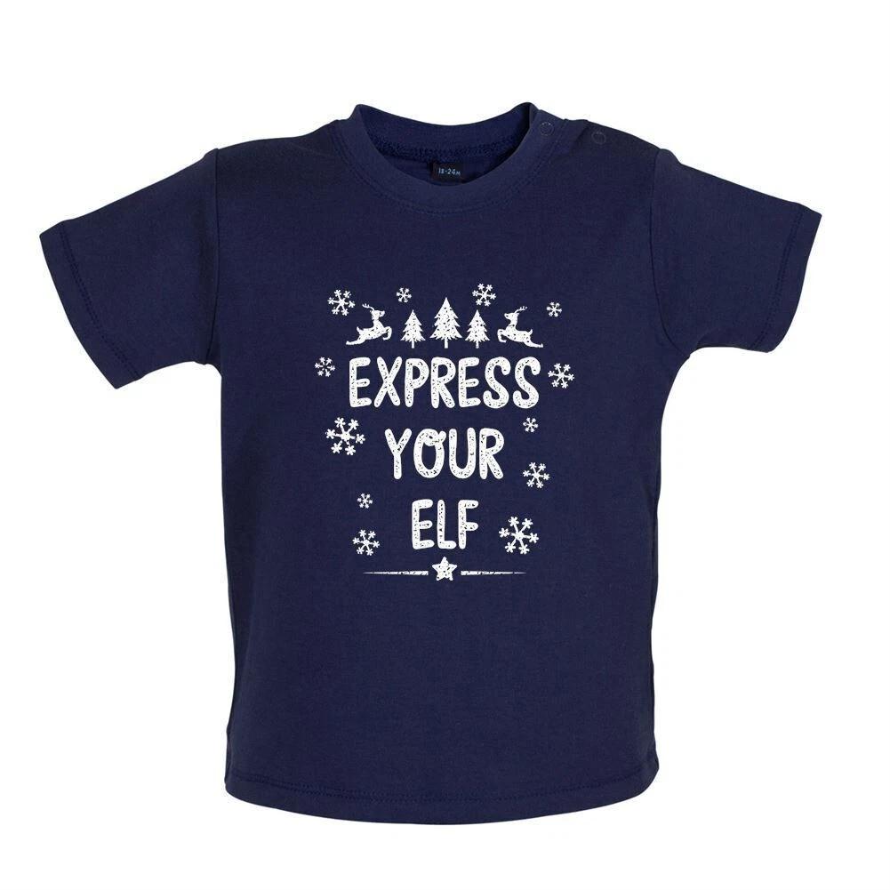 Express Your Elf -Baby Kids Boys Girls Unisex T-Shirt / Romper Tees Top- Funny Elf Elves Christmas 100