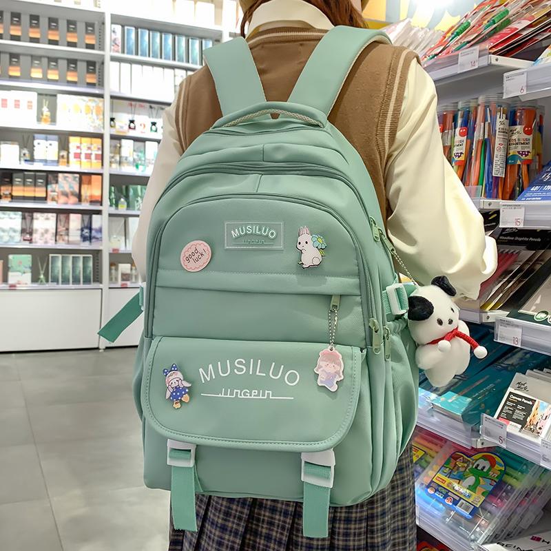 Backpack for Women Korean Version Ins Style Large Capacity Student Schoolbag Japanese Contrasting Color Cute Letter Computer Bag