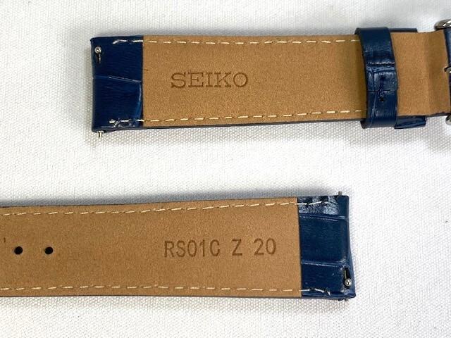 SEIKO RS01C20NY 20mm leather calfskin crocodile navy watch, strap, embossed, blue