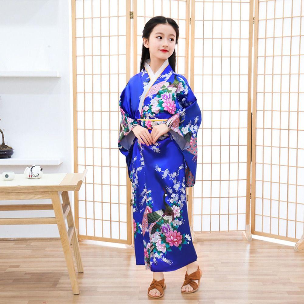 Elegance Kids Traditional Japanese Kimono Kids Japanese Style Yukata Bathrobe  Cosplay Costume