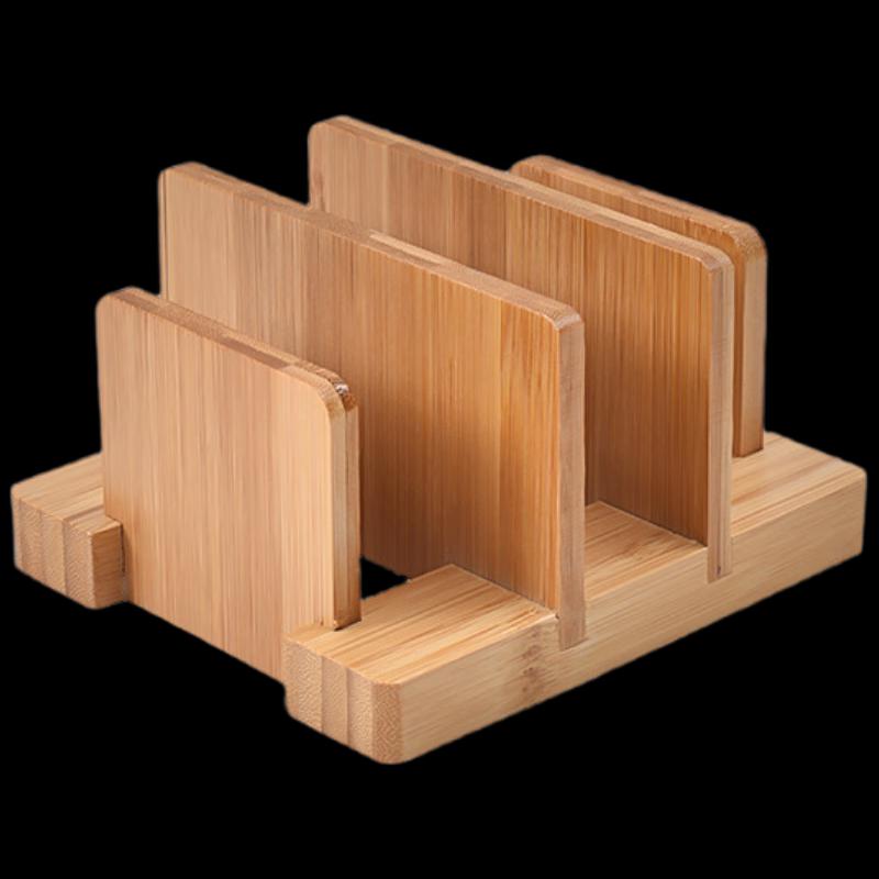 Bamboo Cutting Board and Pot Lid Storage Rack