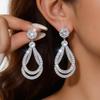 Silver Needle Light Luxury Zirconia Geometric Water Drop Earrings and Niche Personality Necklace.