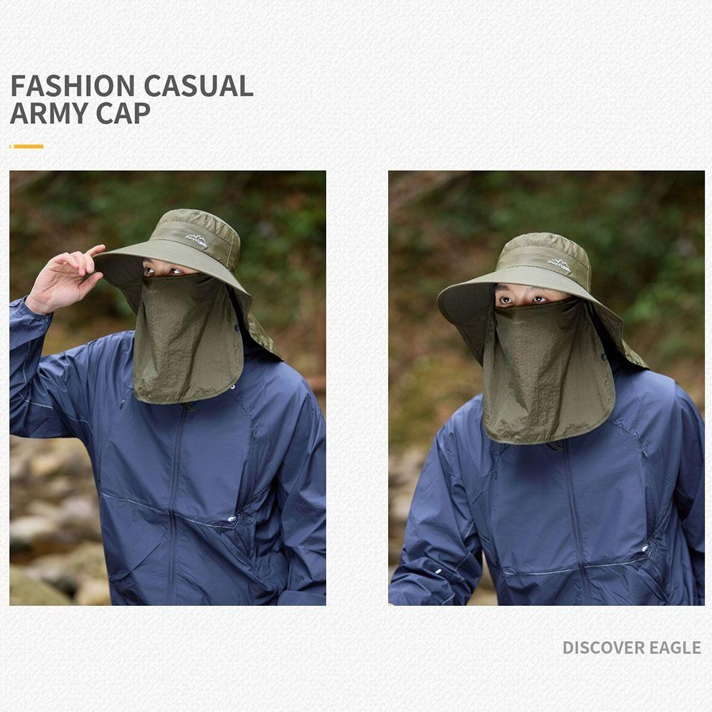Removable Fisherman's Hat Sunscreen Face Mask Hat Fashion Male Sun Hats  Outdoor