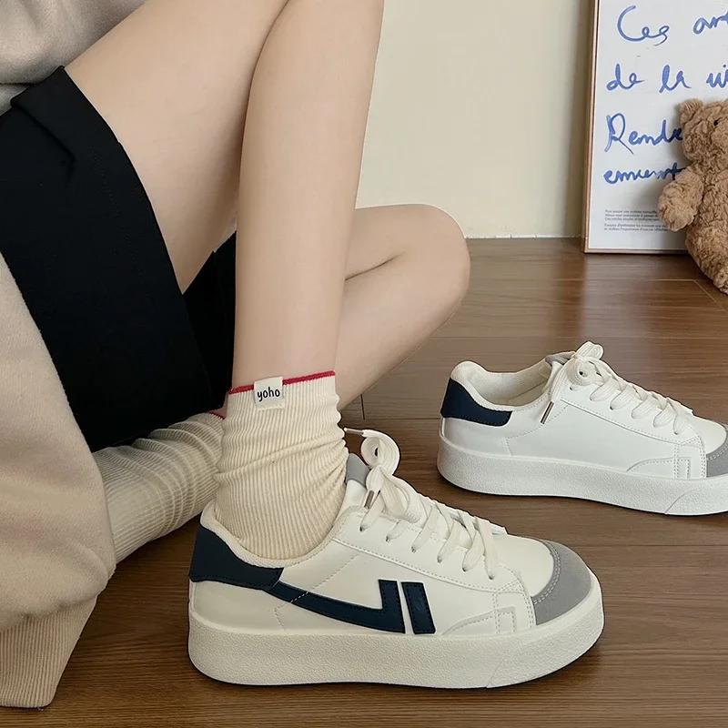 Fashion 2024 Women's Vulcanized Shoes Lace Up Thick Sole Running Sneakers Sports Thick Sole Shoes Women's Casual Shoes Zapatos De Mujer