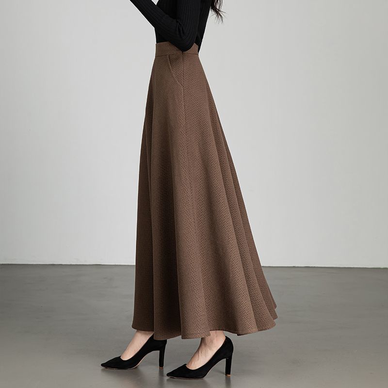 Autumn Winternew Arrivalpure Color Black Skirtlonghigh