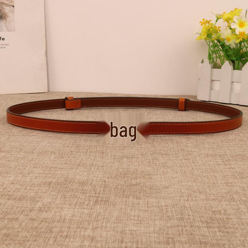 Women's Thin Genuine Leather Belt, No Hole, Black Waistband for Dresses and Skirts
