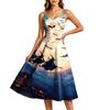 Women's Casual Halloween Print Round Neck Sleeveless Dress for Holiday Party