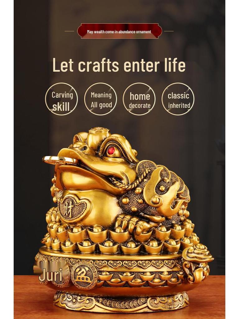 Golden Cicada Treasure Pot Toad Ornament - Three-Legged Resin Craft for Living Room or Storefront Opening Gift.