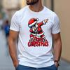 Fun and Handsome Santa Print Men's High Street Front Shoulder Round Neck Loose Short-sleeved T-shirt