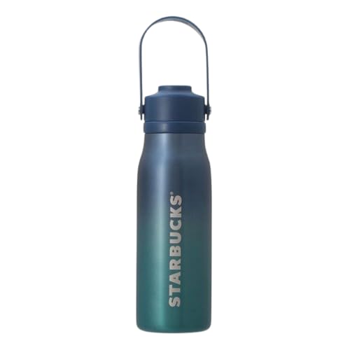 

STARBUCKS Бутылка из нержавеющей стали с крышкой-ручкой, двойной синий градиент, 532 мл, тамблер, кофе, подарок от Starbucks, бутылка для воды