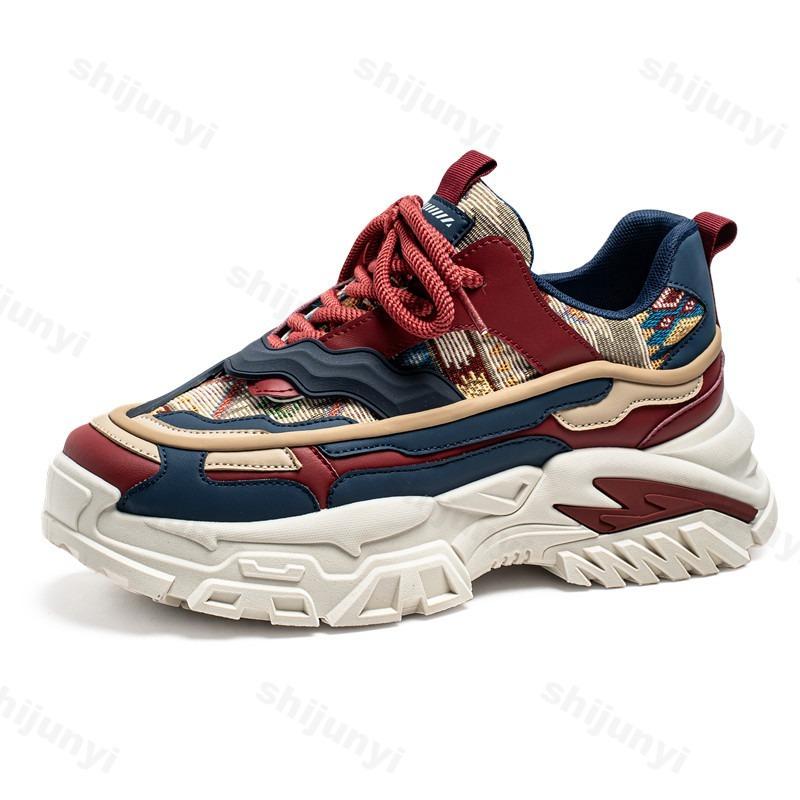 Fashion Niche Design Men's Low Top Thick Soled Casual Shoes 2025 Autumn New Fashion Trend Versatile Comfortable Non Slip Chunky sneakers