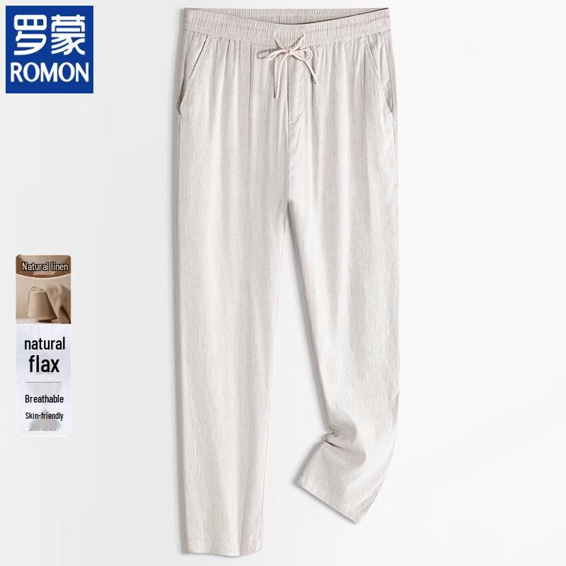 ROMON Men s Old Money Style Linen Blend Tapered Casual Pants 2XL