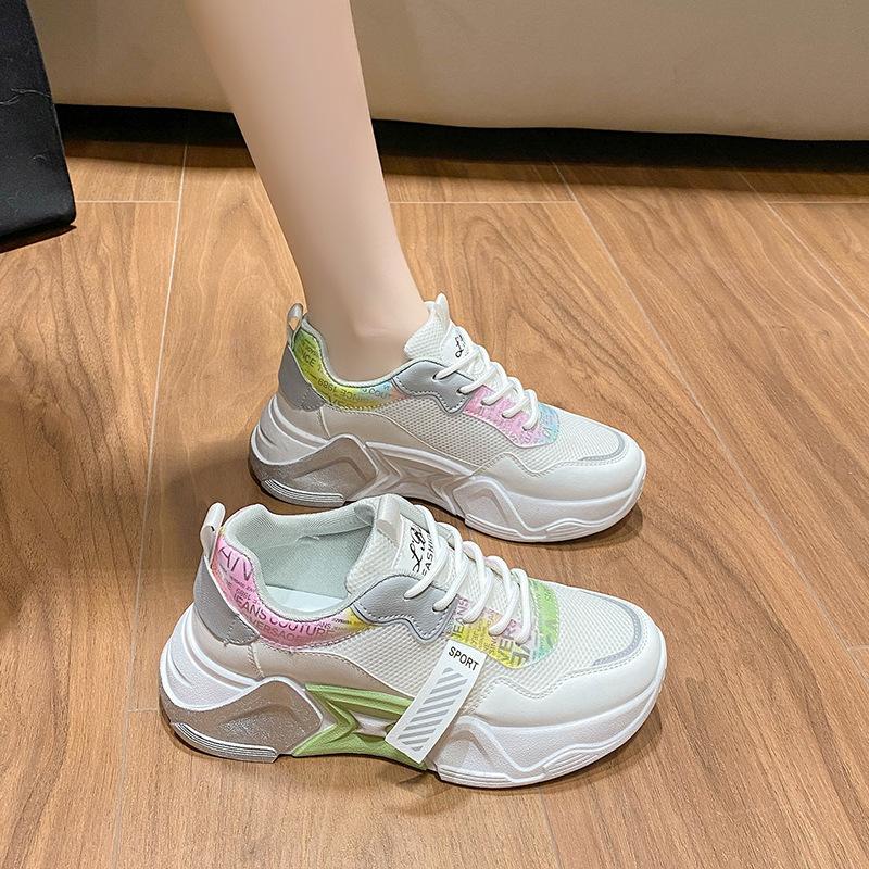 Sneakers Women's  Spring and Summer Daddy Shoes Female Students Muffin Bottom Color Casual Thick-soled Shoes Trend
