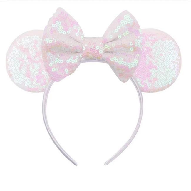 Silver Shinny Mouse Ears Headband For Girls Shinny Sequin Bow Hairband Festival Party Cosplay DIY Hair Accessories