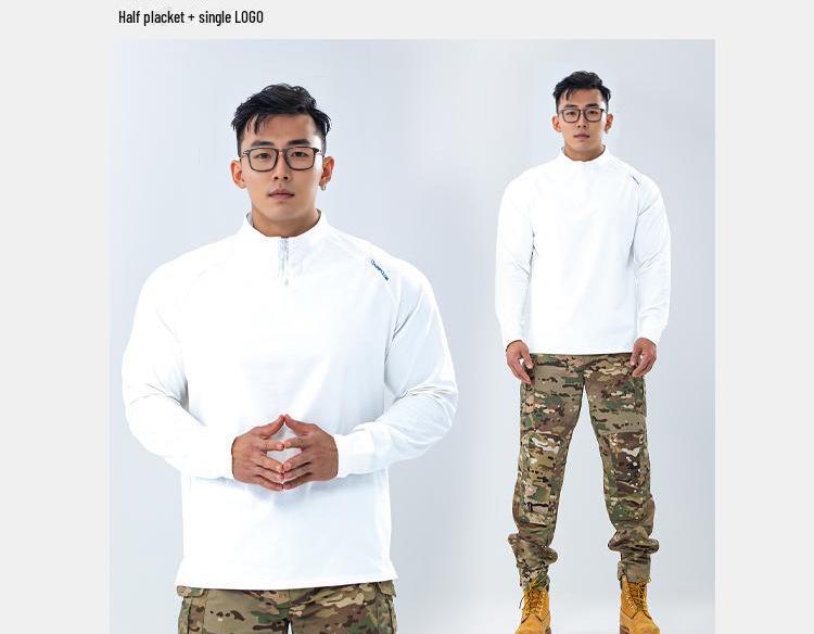 180G Quick-Dry Half-Zip Long Sleeve Fitness T-Shirt