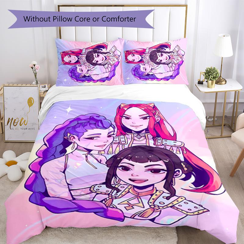 KPOP Hunter 3pcs Bedding Set Duvet Cover Closure Includes 1 Duvet Cover & 2 Pillowcases for All Seasons Bedroom Home Dorm Decor