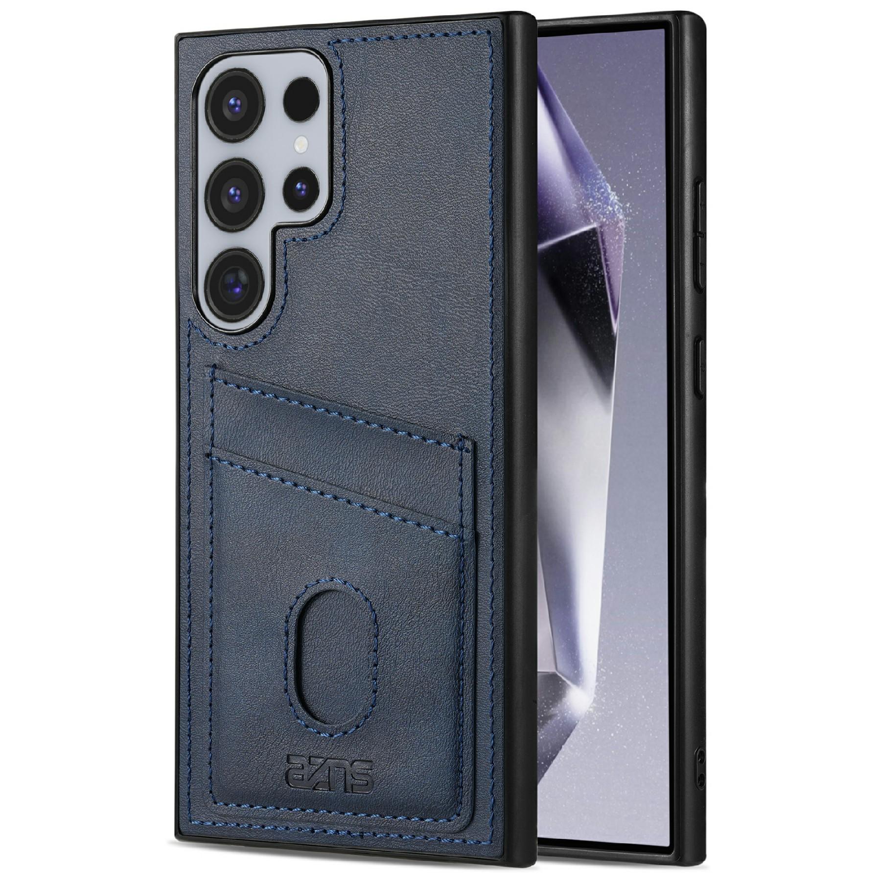 

AZNS K1 Series For Samsung Galaxy S24 Ultra Case Calf Texture Anti-Drop PU+TPU Phone Cover with 2 Card Slot D