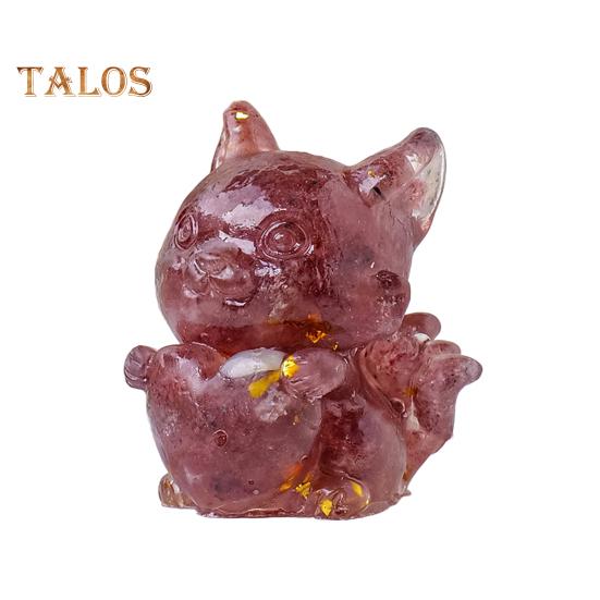 Natural Stone Nine-tailed Fox Figurine Positive Healing Energy Hand-carved Colorful Faux Crystal Love Heart Animal Statue Desktop Decoration Ornament