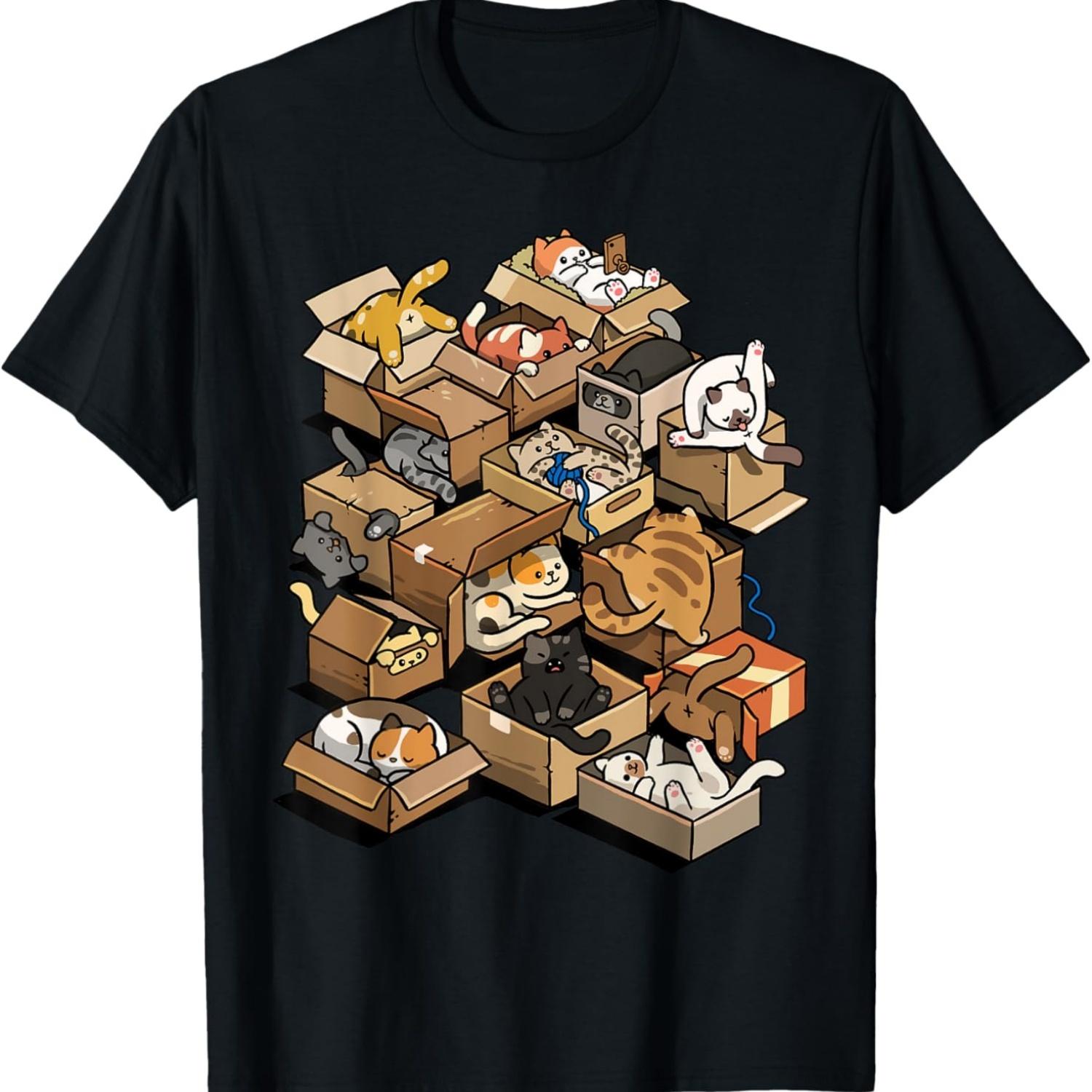 Каваи Картонный Кот Котенок Смешной Мем про Кота Любитель Кошек Владелец Футболка S чёрный