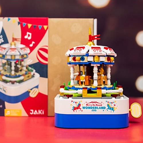 ROBOT PLAZA Building Blocks Toy, Music Box, Educational Toy for Boys and Girls, Merry-Go-Round, Birthday Gift (Merry-Go-Round)