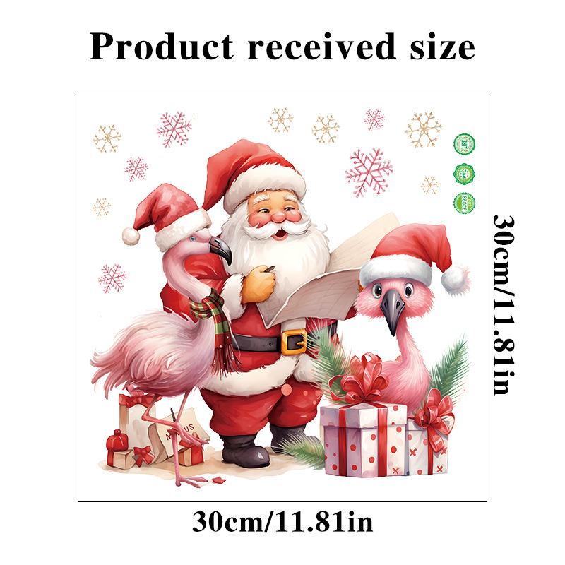 Autocolant de perete cu flamingo Moș Crăciun de desene animate Decor de Crăciun Fericit Mural Festival Decor Home Decalcomanii autoadezivi de Anul Nou