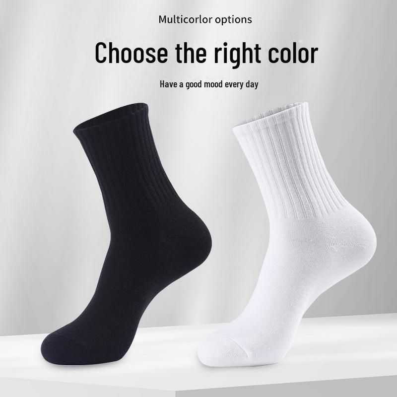 International Fashion Brand Breathable Black Cotton Fitness Socks - Sweat-Absorbent Leisure Deodorant White Sports Socks.