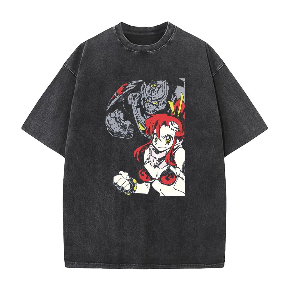 Tengen Toppa Gurren-Lagann Manga Tričko Kamina Potisk Tričko Pánské Unisex Oblečení Vintage Prané Tričko Oversized Tričko Top