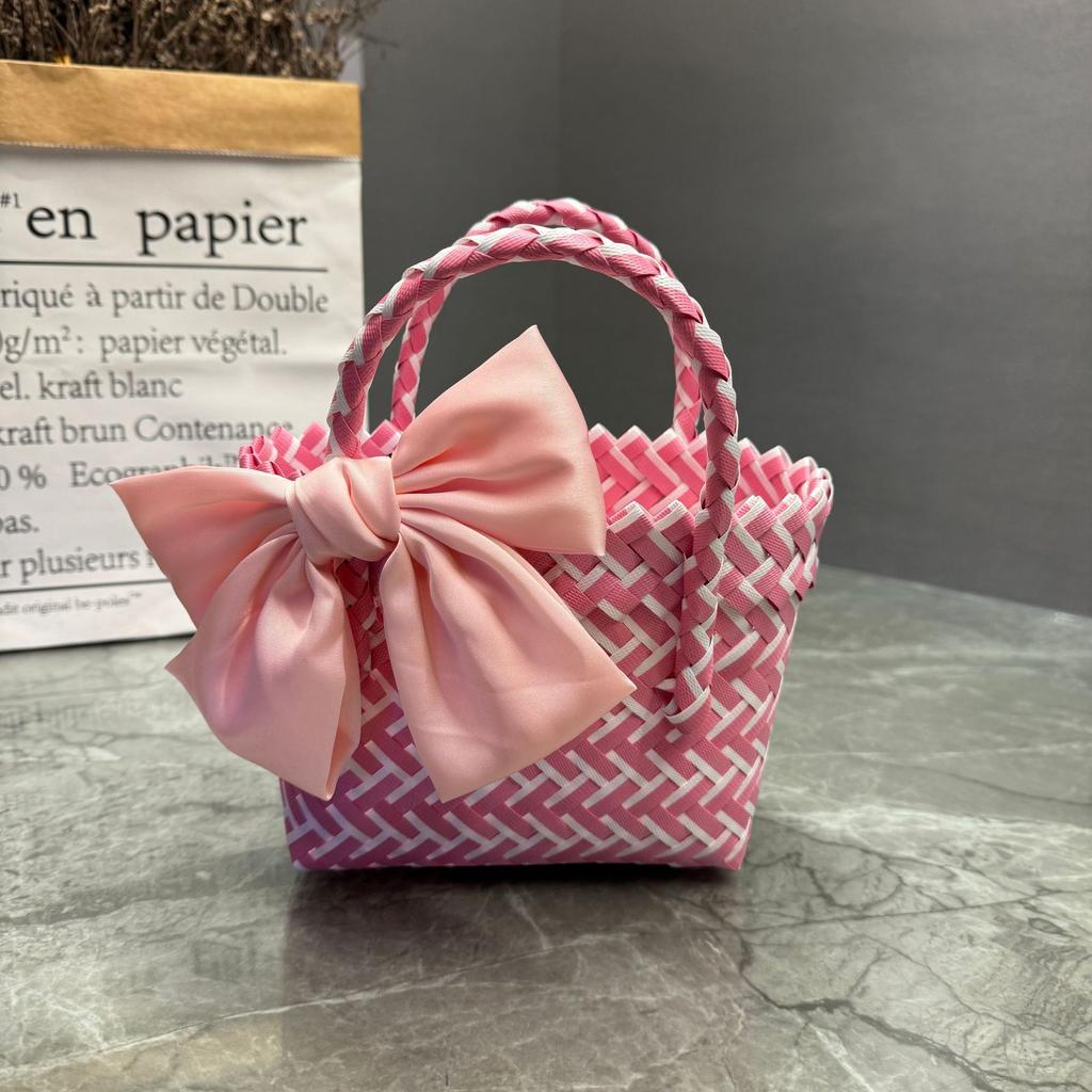 Plastic Woven Handbag Woven Basket Souvenir Basket Bag Beach Women's Bag