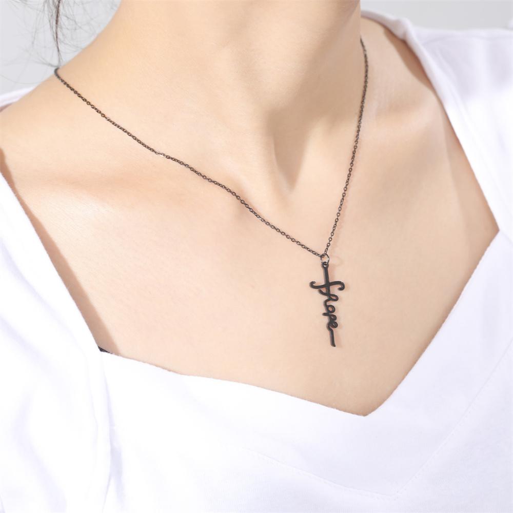 Cazador Stainless Steel Jesus Cross Pendant Necklace for Women Faith Hope Strength Choker Necklace Jewelry Gifts 2026 Wholesale